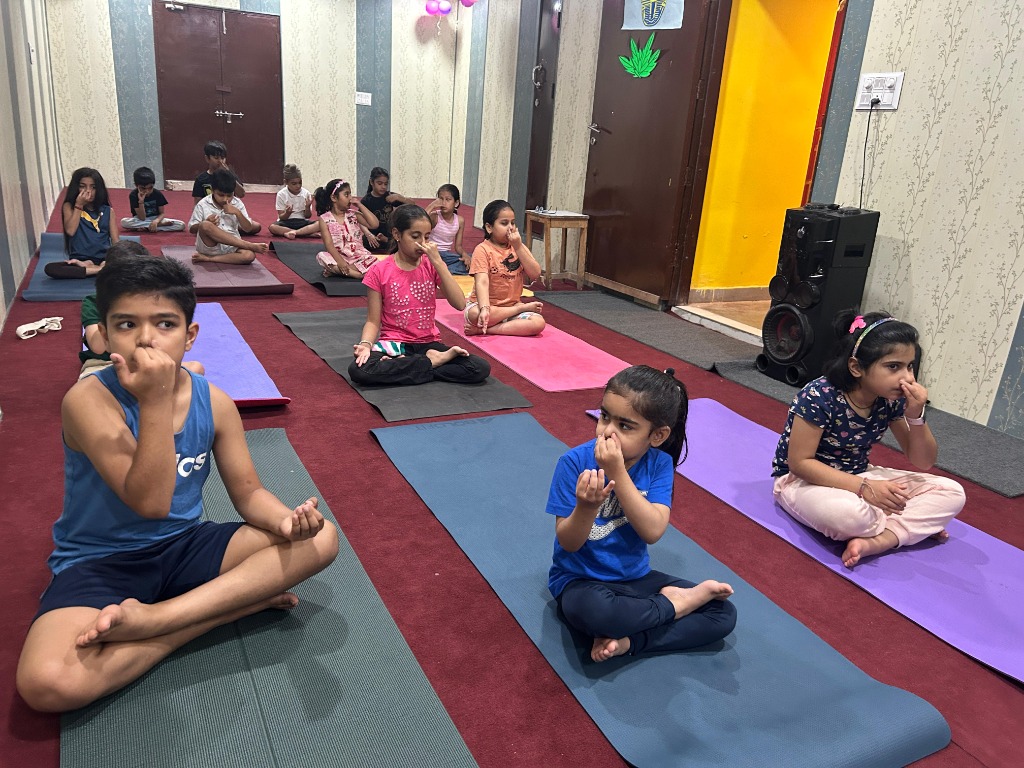 Yoga and meditation session at The Veda Toddlers